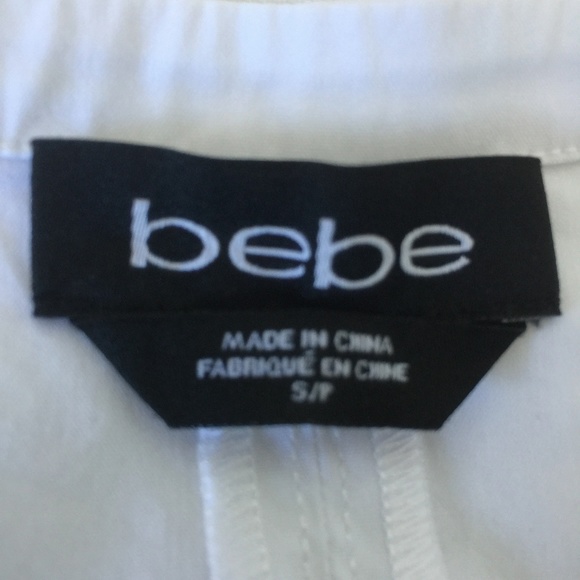 Bebe White Short Sleeve Blouse with Tie-up Detail - Picture 8 of 8